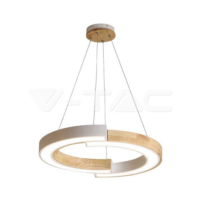 32W LED Designer Hanging Lamp (43*100) 3000K White Body Whit Wood