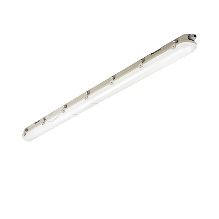LED Waterproof Fitting M-SERIES 1500mm 48W 6400K Milky Cover SS Clip 120LM/W