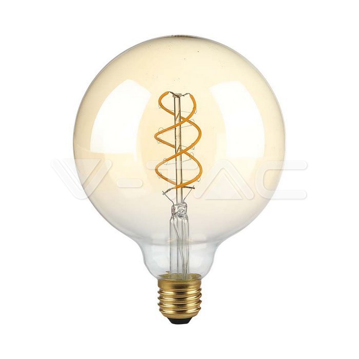 LED - 5W Filament E27 G125 Amber Glass Dimmable 1800K
