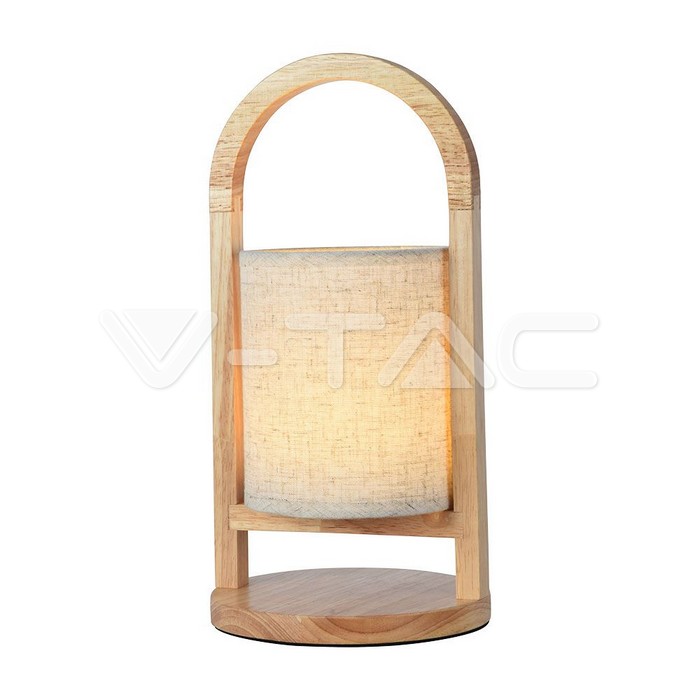 1.5W LED Fabric Table Lamp 3000K Beige Body Wood Handle