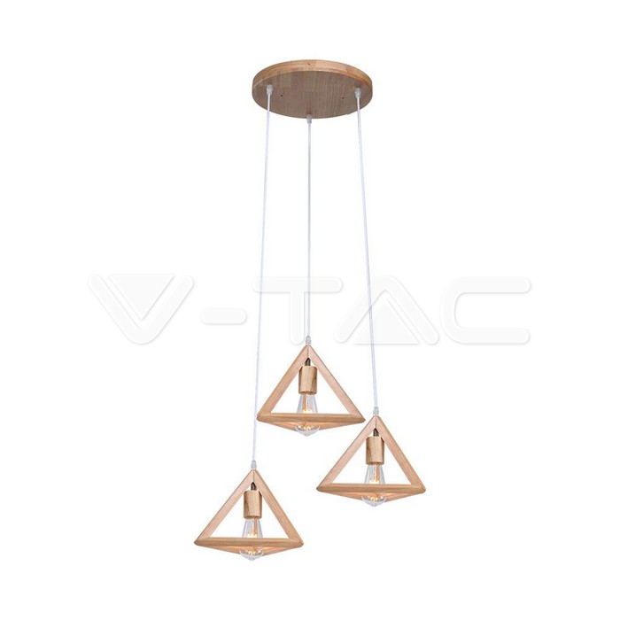 LED Designer Pendant Lampholder Wood Color Body 3*E27