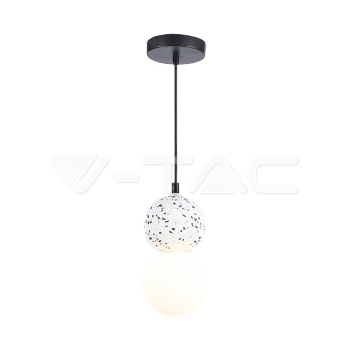 LED Designer Hanging Lampholder Marbel + Glass White Body G9