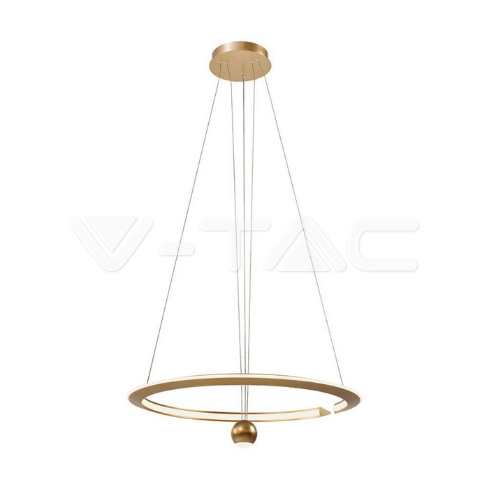 46W LED Hanging Pendant Lamp D600*1500mm 3000K Dimmable Brush Gold