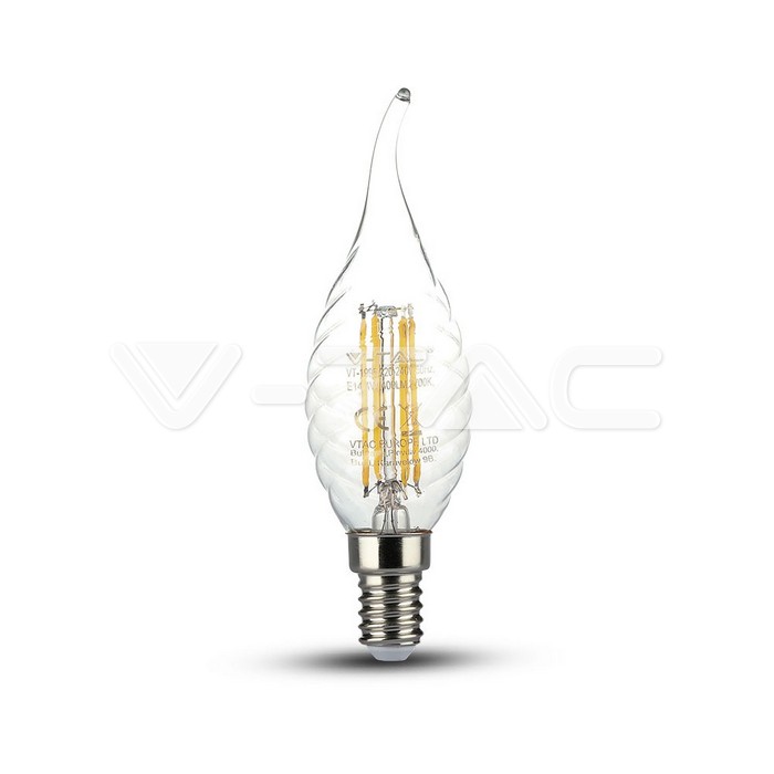 Lampadina LED filamento Spirale Candela Fiamma 4W E14 Bianco Caldo Dimmerabile