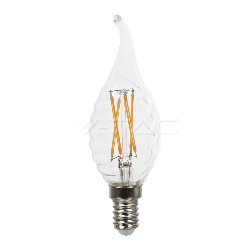 Lampadina LED E14 4W Candela Fiamma Twist Filamento Dimmerabile