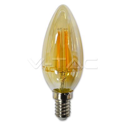 Lampadina LED 4W Filamento E14 Candela Ambra Copertina Bianco Caldo