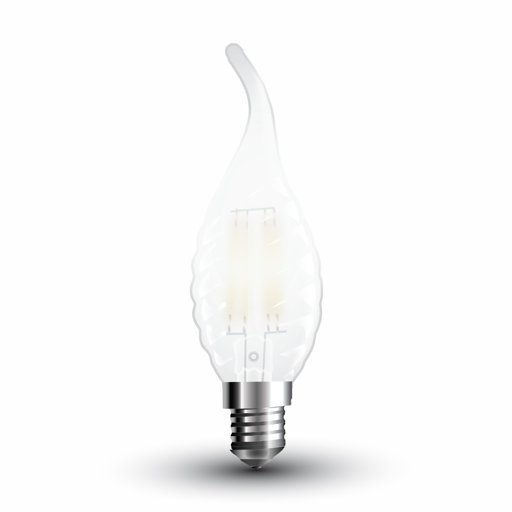 Lampadina LED 4W Filamento E14 Opaco Spirale Candela Fiamma Bianco