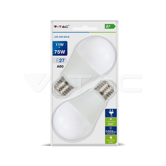 Lampadina LED E27 11W Bulb A60 bianco caldo E27 2PZ/Blister