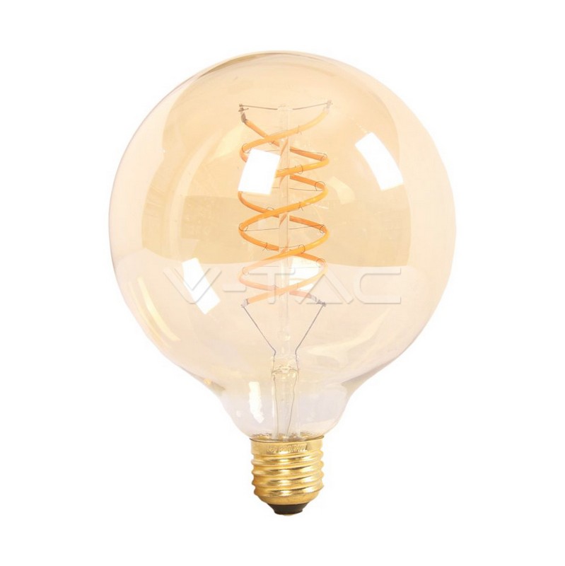 Lampadina a LED filamento a spirale da 6W E27 G125 vetro ambrato bianco caldo