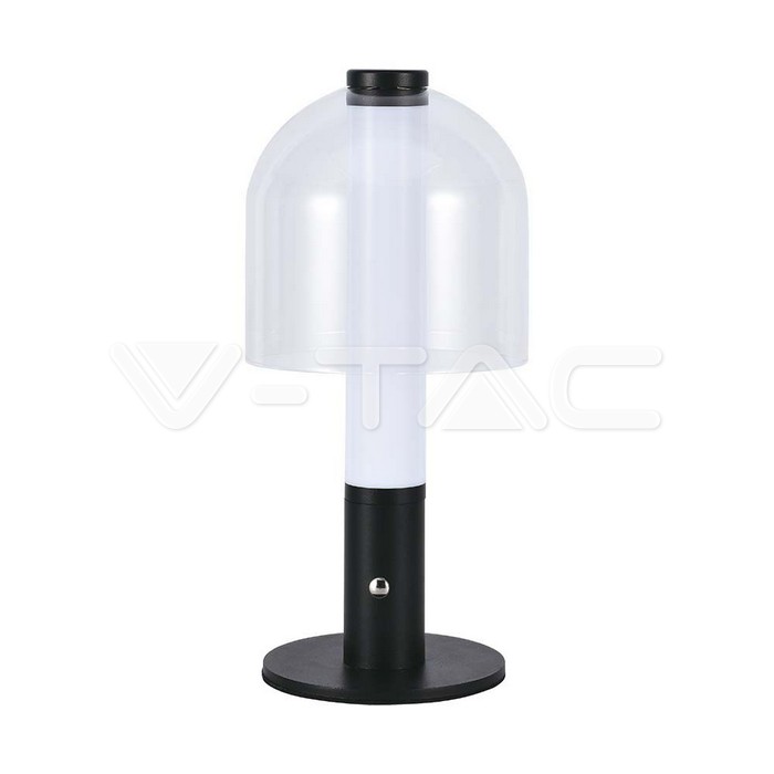 LED Lampada da Tavolo Ricaricabile 1800mAh 140 x 300 3 in 1 nera, Vetro trasparente