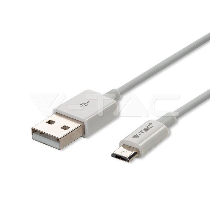1m. Micro USB Cavo Bianco Silver Series