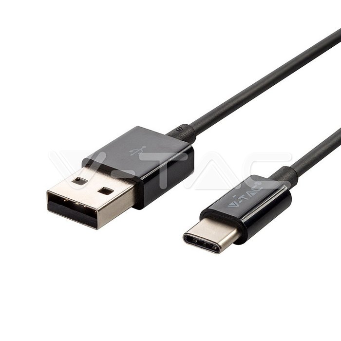 1m. Type C USB Cavo Nero Silver Series